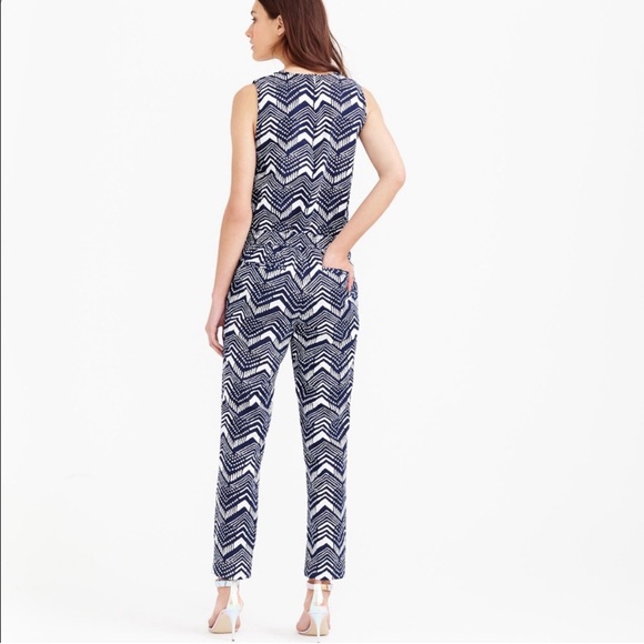 J. Crew Linen Cotton V-Neck Zig Zag Sleeveless Jumpsuit size 2 - Picture 8 of 12